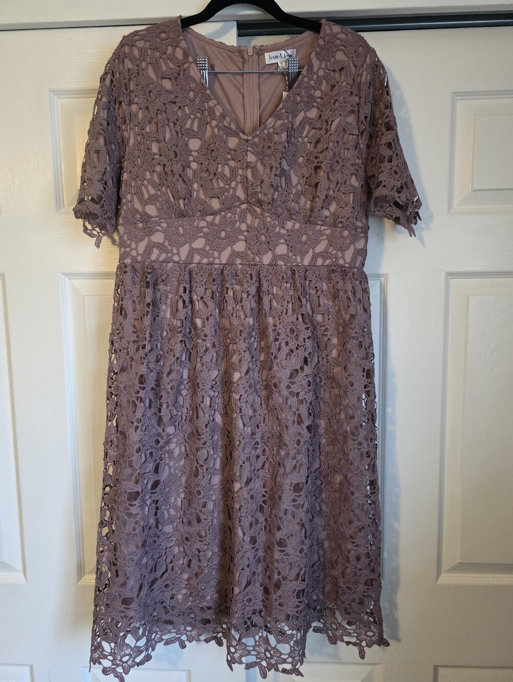 Wren & Ivory Purple Crochet Midi Dress